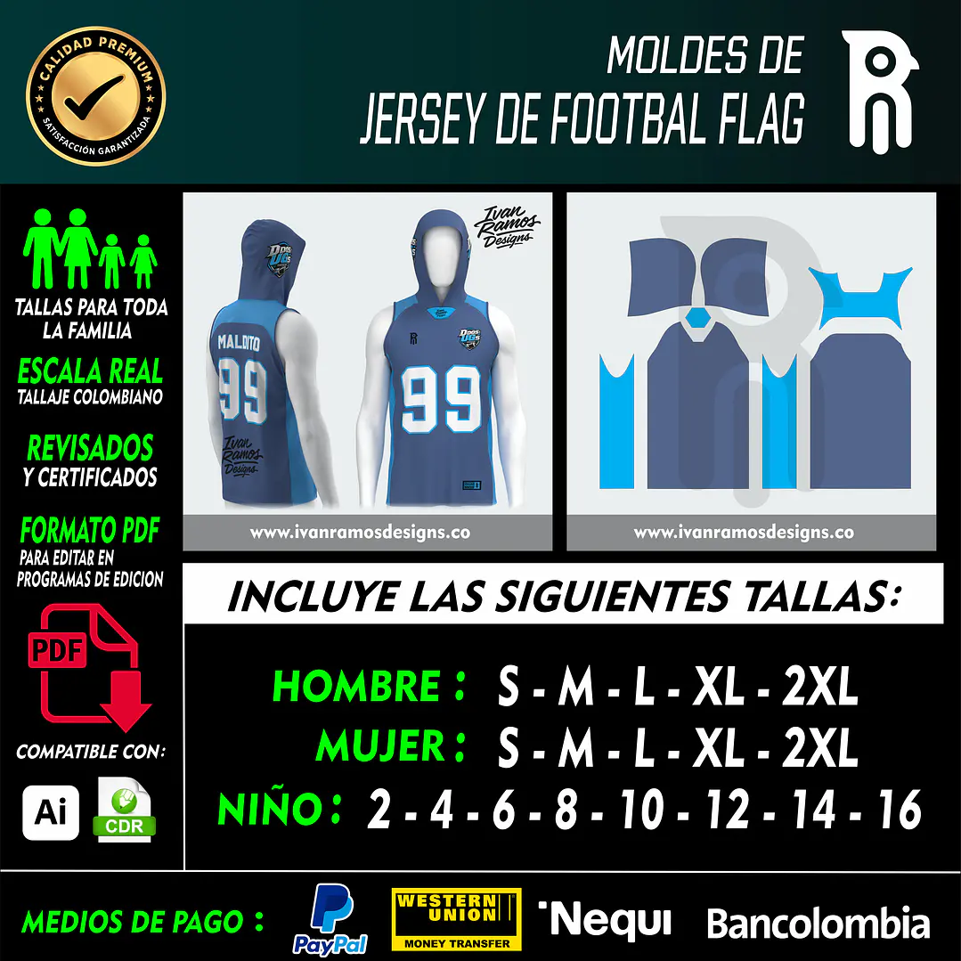 Moldes de JERSEY DE FOOTBAL FLAG (TOCHITO) 1