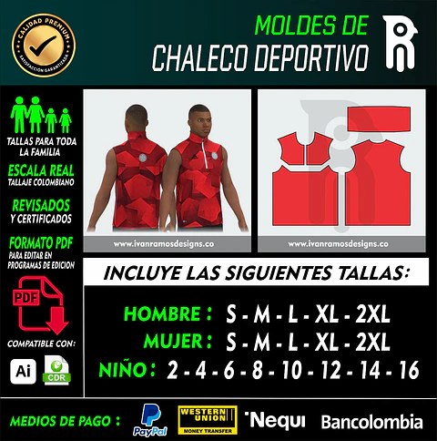 Moldes de CHALECO DEPORTIVO