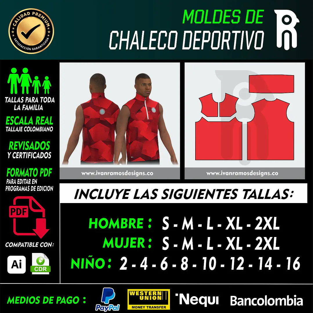Moldes de CHALECO DEPORTIVO 1