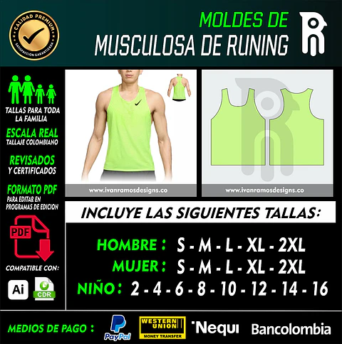 Moldes de MUSCULOSA DE RUNNING