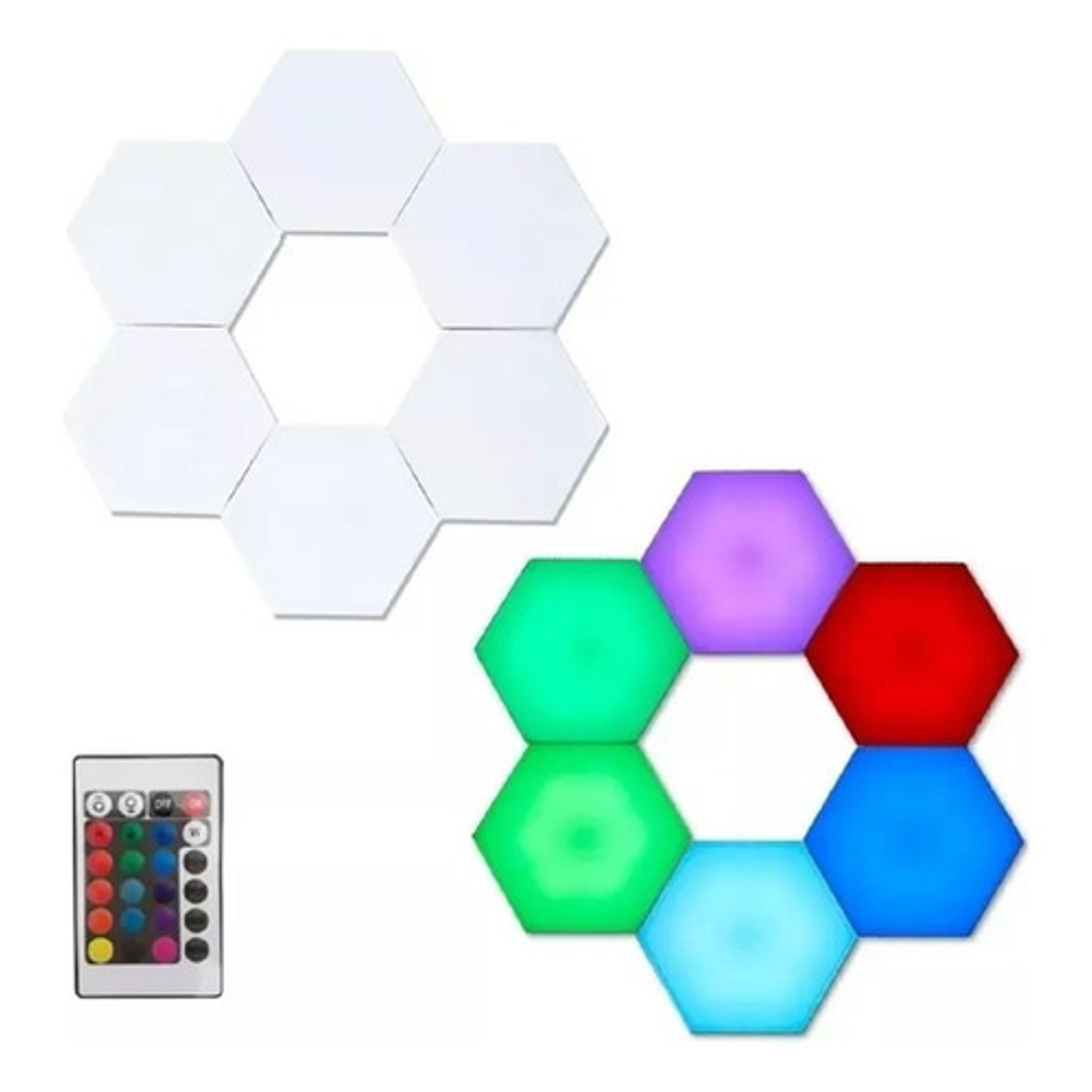 Set Luz Gamer Hexagonal Led Tira Cinta 6 Luces Rgb Control 3