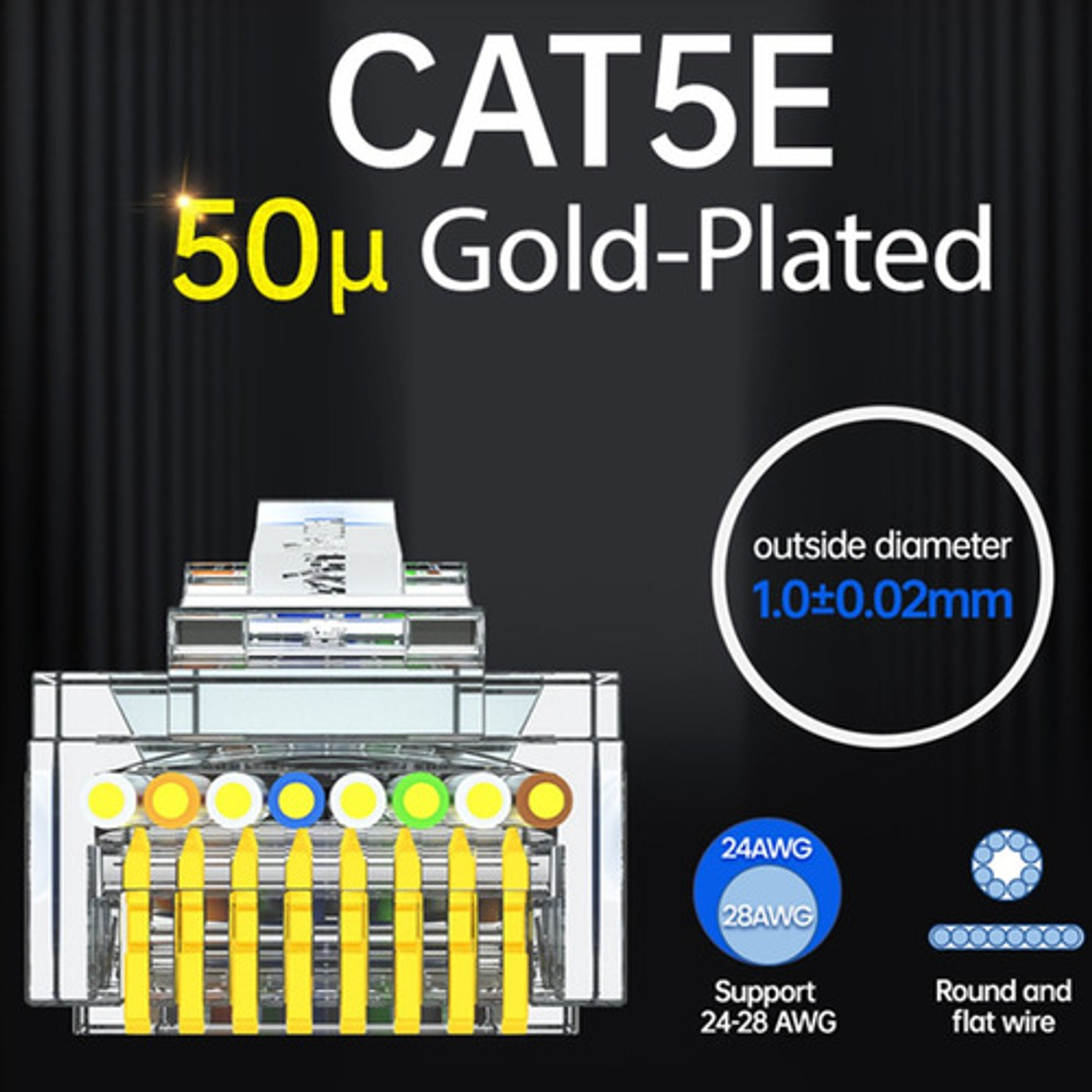 Cat5e X50 Conector Ez Rj45 Funda Metal Blindado Terminal Red 3