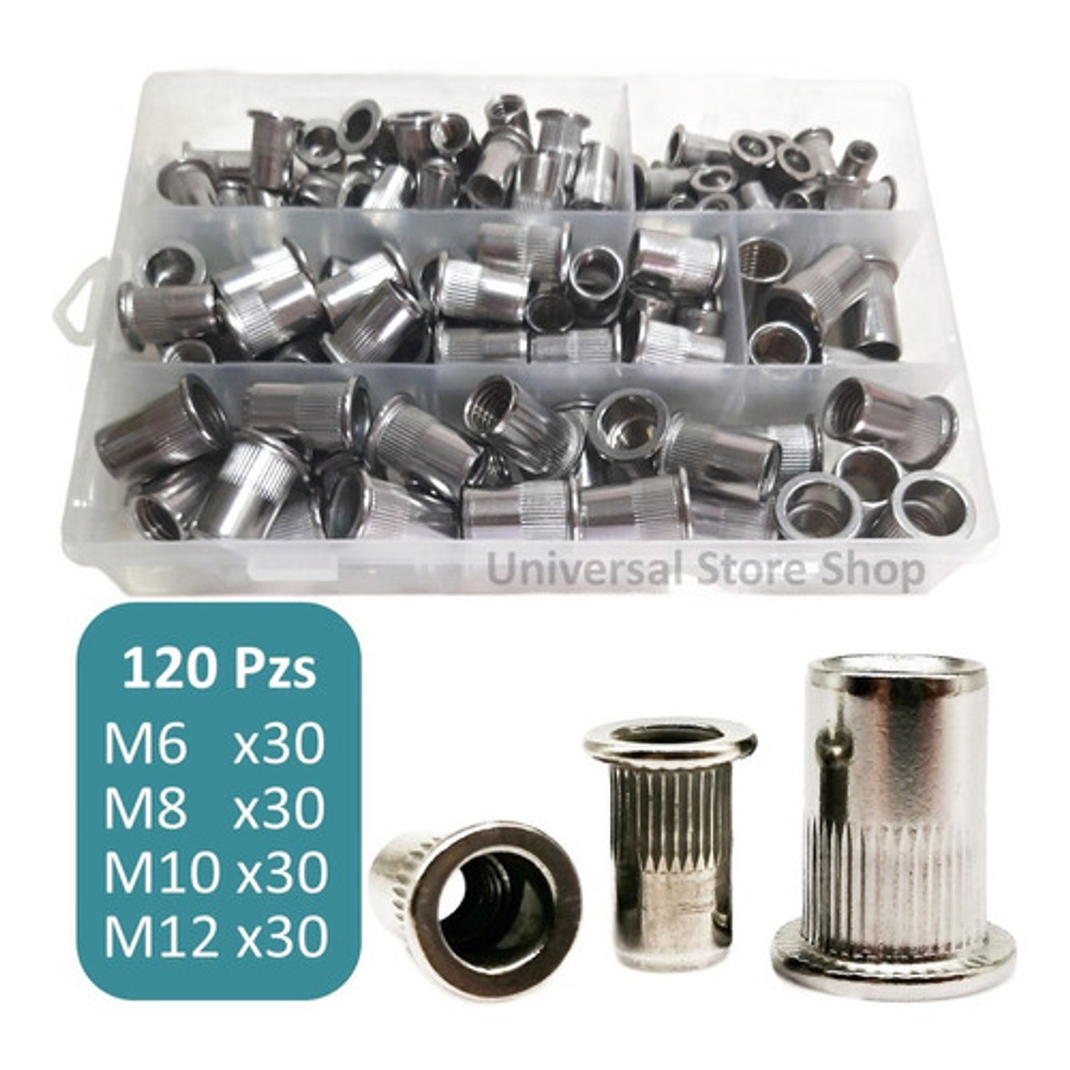 120 Tuerca Remachable M6 A M12 Acero Inox Remache Ciego 3