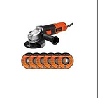 Promo B&d Pulidora 41/2 G720b3+ Gafas+guantes+estuche+10 Dis 2