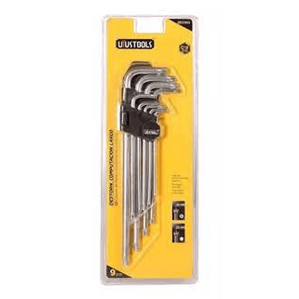 JGO LLAVES TORX LARGA UYUSTOOLS 9 PZS T-10 - T-50 DEC901
