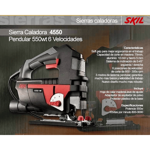 Sierra caladora Skil 4550 550W 127V  1 hoja y accesorios