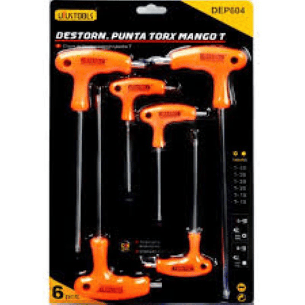 PUNTA TORX 6PCS UYUSTOOLS (T10-40) MANGO EN T DEP604