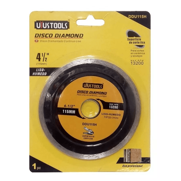 DISCO DIAMANTADO CONTINUO UYUSTOOLS 41/2 DDU115H 1