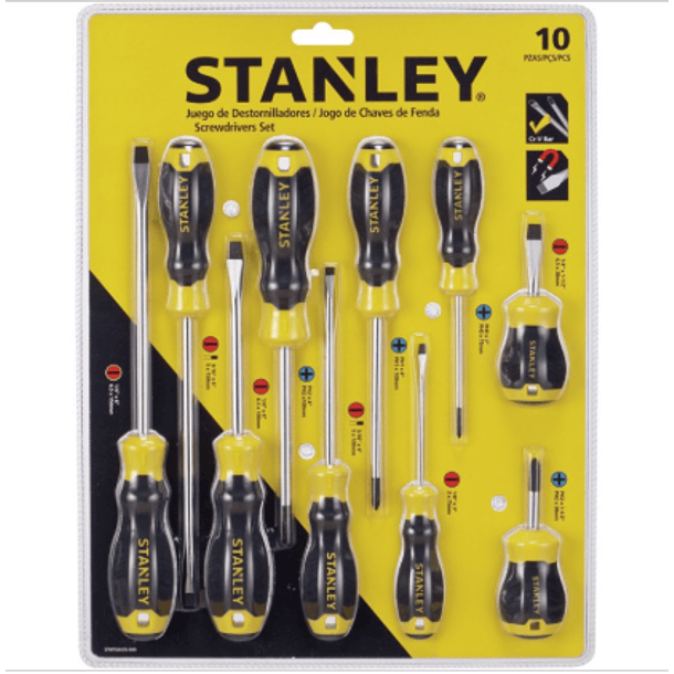 JGO DESTORNILLADORES STANLEY 10 PZAS STMT66676-840