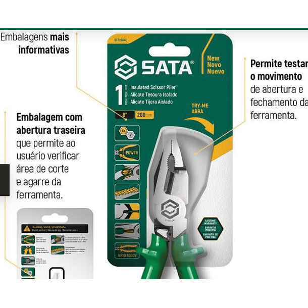 ALICATE SATA CON CORTE TIPO TIJERA 8