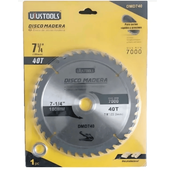 DISCO SIERRA CIRCULAR UYUSTOOLS 7 1/4 X 40 DIENTES DMD740