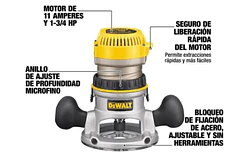 RUTEADORA DEWALT BASE FIJA 1-3/4HP. 750W DW-616