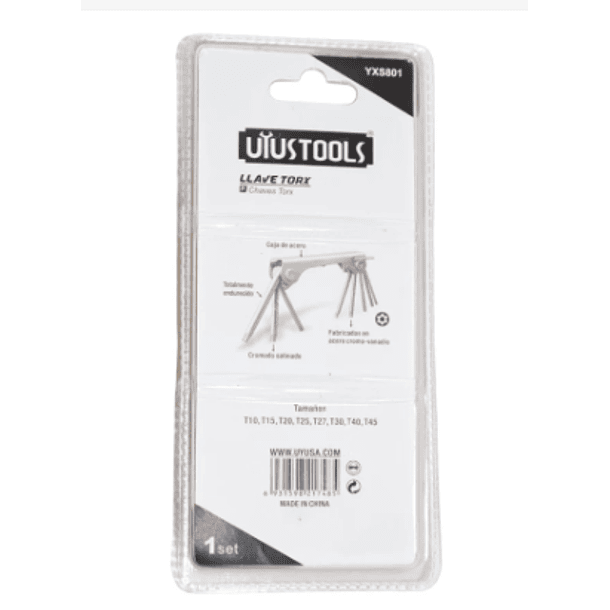 JGO LLAVES TORX UYUSTOOLS 8 PZAS T/NAVAJA T10-T15 YXS801 1