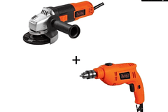 PROMO BLACK AND DECKER PULIDORA 41/2 G720K-B3+TALADRO ROTACION INAL. 3/8