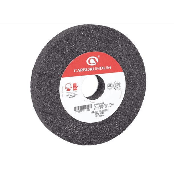 PIEDRA ESMERIL CARBORUNDUM 6 X 3/4 A-24 GRIS 66253141227