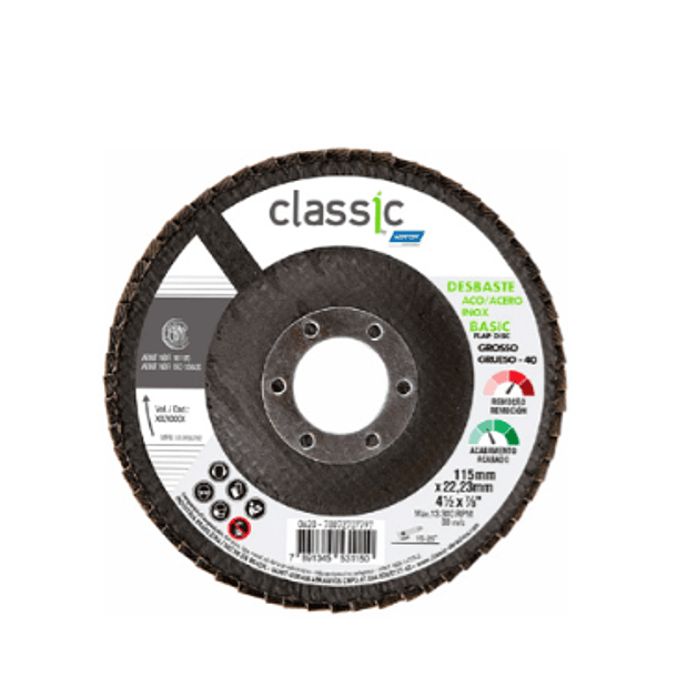 DISCO FLAP LIJA NORTON 4 1/2 GR 40 78072707797
