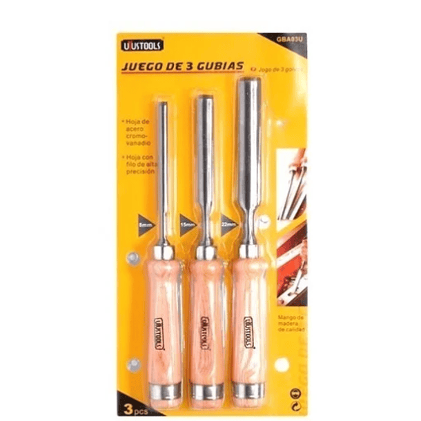 JGO GUBIAS UYUSTOOLS MADERA 3 PZAS GBA03U 2