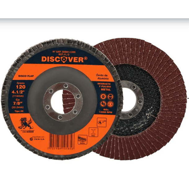 DISCO FLAP LIJA CARBORUNDUM 4 1/2 # 120 1