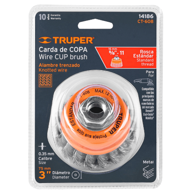 GRATA COPA TRENZADA TRUPER 5/8 X 3 CT-608 14186 1