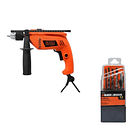 PROMO BYD TALADRO 1/2 HD555 550W VVR+SET BROCAS 15555E X13 HD555-B3D 1