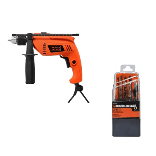 PROMO BYD TALADRO 1/2 HD555 550W VVR+SET BROCAS 15555E X13 HD555-B3D 1