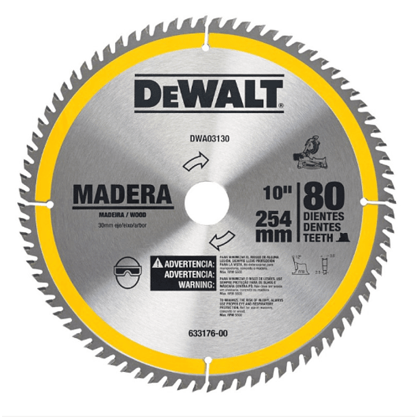 DISCO SIERRA CIRCULAR DEWALT 10 X 80 DIENTES DWA03130