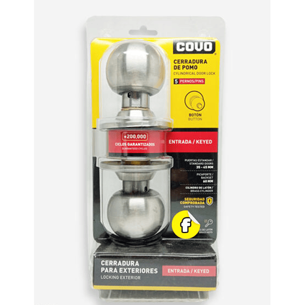 CERRADURA COVO POMO CILINDRICA SATIN DL-3871B-SS 2