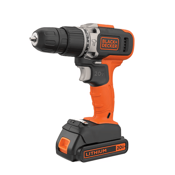 TALADRO BLACK AND DECKER PERCUTOR 3/8 INALAMBRICO 20V LI-ION 2VELOCIDAD BDC704C1- 1