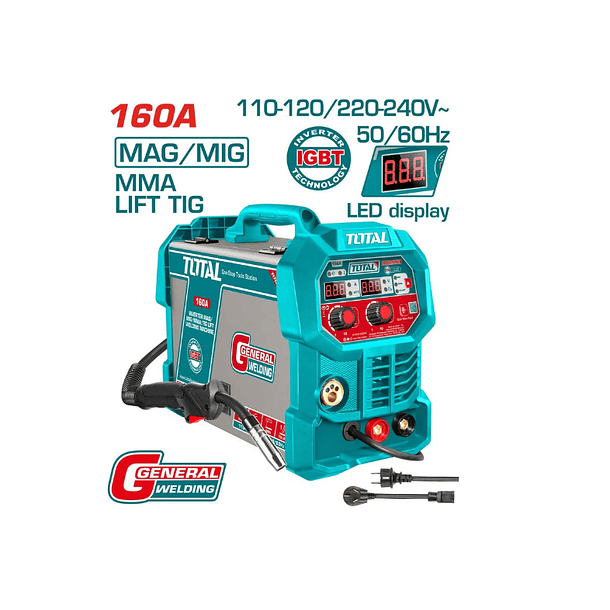 EQUIPO SOLDAR INVER TOTAL DIGITAL 160A (MAG-MIG-MMA-LIFT TIG) 110-220V TOTAL UTMG