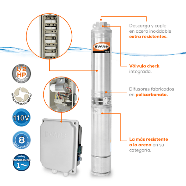 BOMBA SUMERGIBLE EVANS 110V 4