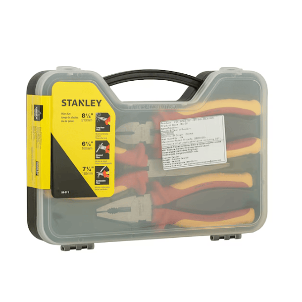 ALICATE ELECTRICISTA STANLEY 84011 JGO 3 PZAS 3