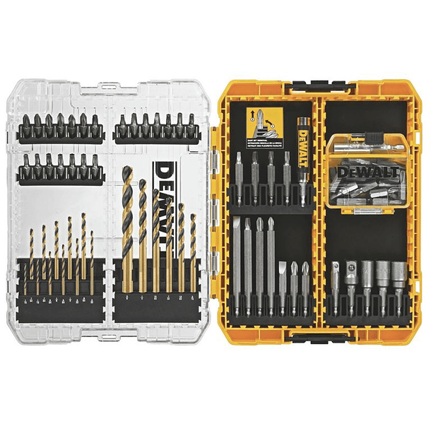 JUEGO DEWALT 80 PIEZAS PUNTAS DESTORNILLADOR ESTUCHE ALMACENAMIENTO PLÁSTICO DURO