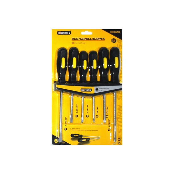JGO DESTORNILLADORES UYUSTOOLS PALA /ESTRELLA  6 PZAS DED608