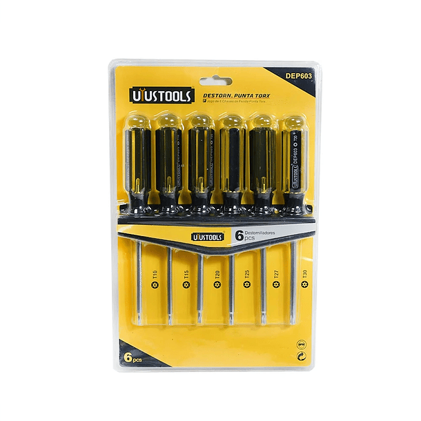 JGO DESTORNILLADORES UYUSTOOLS PUNTA TORX 6PZS DEP603