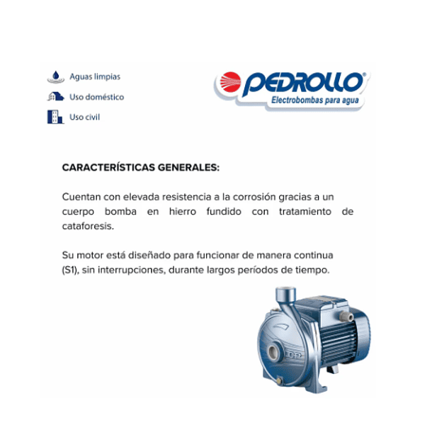ELECTROBOMBA CENTRIFUGA PEDROLLO 2HP MONOFASICA 110/220V SUCCION 1 1/4 X 1! CPM66 2