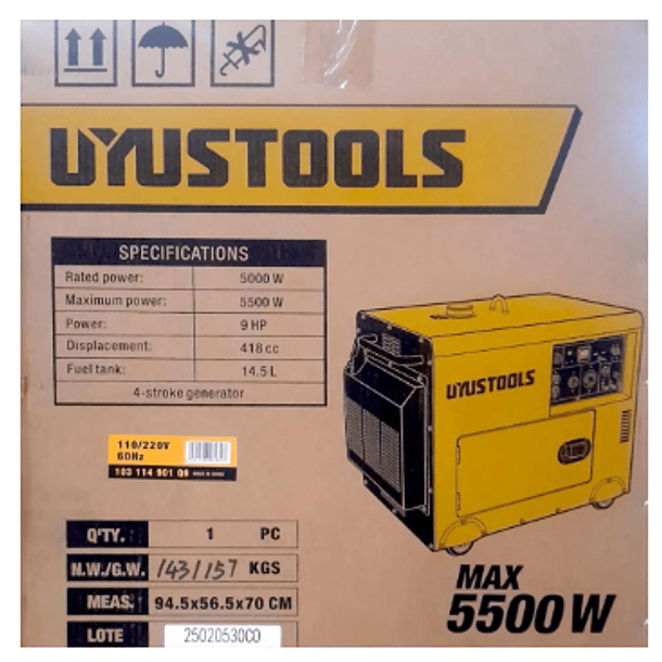 GENERADOR ELECTRICO UYUSTOOLS DIESSEL 4500/5500WTS GES05000E 2