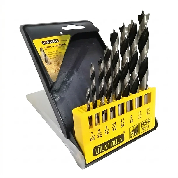 JGO BROCAS P/MADERA UYUSTOOL 8 PZA  (7/64-25/64) BCM08U