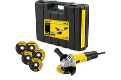 PULIDORA STANLEY 41/2 750W +5DISCOS+10DISCOS CAJA PLASTICA SG7115KD-B3A