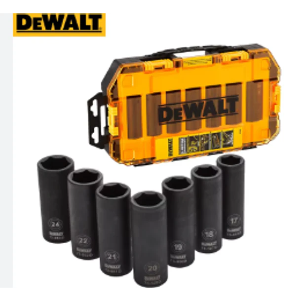 JGO DE COPAS IMPACTO DEWALT CUAD 1/2 17MM - 24MM 7 PZAS DWMT74737 1