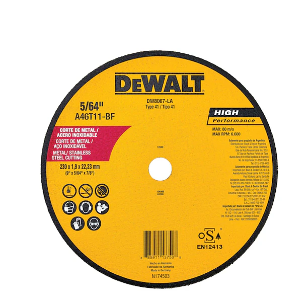 DISCO DEWALT  9 X 5/64 XS 7/8 METAL DW8067LA 1