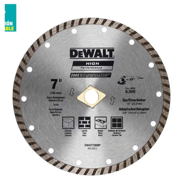 DISCO DIAMANTADO TURBO  DEWALT 7 DW47700HP 1