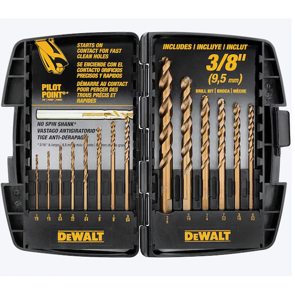 JGO BROCAS HSS DEWALT 1/16-3/8 14PZAS DW1263 1