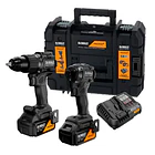 TALADRO PERCUTOR MCLAREN 20V XR DCD806 + PISTOLA IMPACTO DCF850 + 2 BATERIAS 5AH + CARGADOR + KITBOX TSTAK IIDCK2222MP2T-B3 3