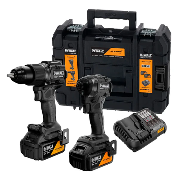TALADRO PERCUTOR MCLAREN 20V XR DCD806 + PISTOLA IMPACTO DCF850 + 2 BATERIAS 5AH + CARGADOR + KITBOX TSTAK IIDCK2222MP2T-B3 3