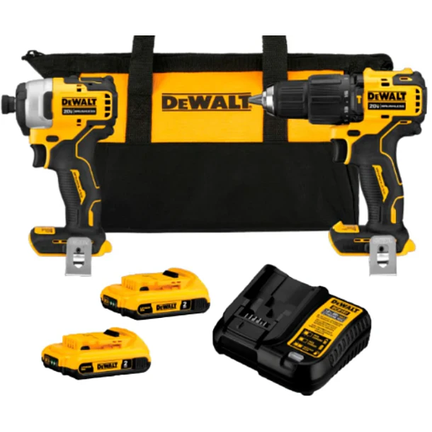 TALADRO DEWALT 1/2 INAL/PERC 20V SIN ESCOBILLAS+ATORNILLADOR IMPACTO 1/4 2 BATERIAS 3AMP+CARGA