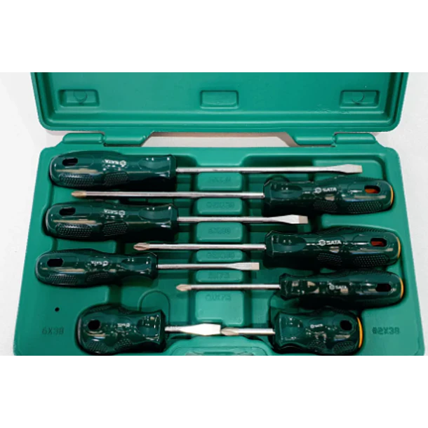 JGO DESTORNILLADORES SATA (MANGO ACETATO) 8PZ, CAJA PLASTICA  ST09306SJ 3