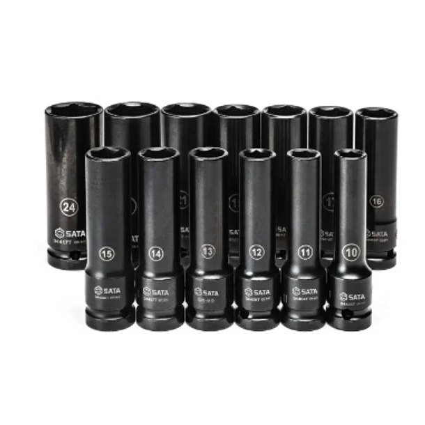JGO COPAS SATA  IMPACTO 13PZAS LARGAS CUAD 1/2 PARED DELGADA 10-24 MM ST34398T 2