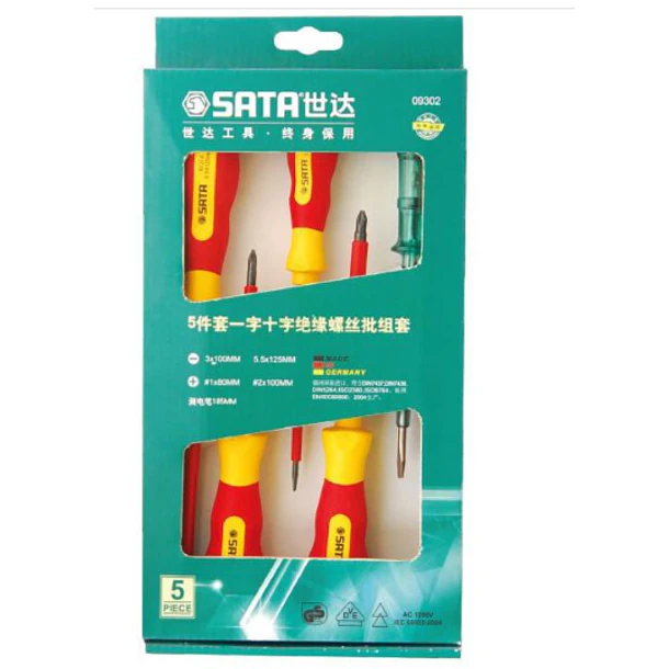 JGO DESTORNILLADORES SATA 1000V+TESTER 5PZAS ST09302SJ