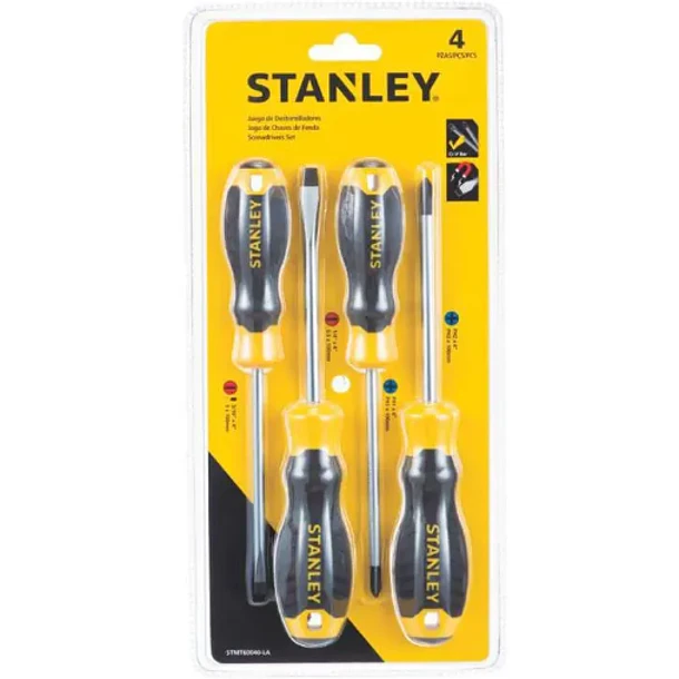 JGO DESTORNILLADORES STANLEY 4 PZAS CUSHION GRIP STMT60040-LA