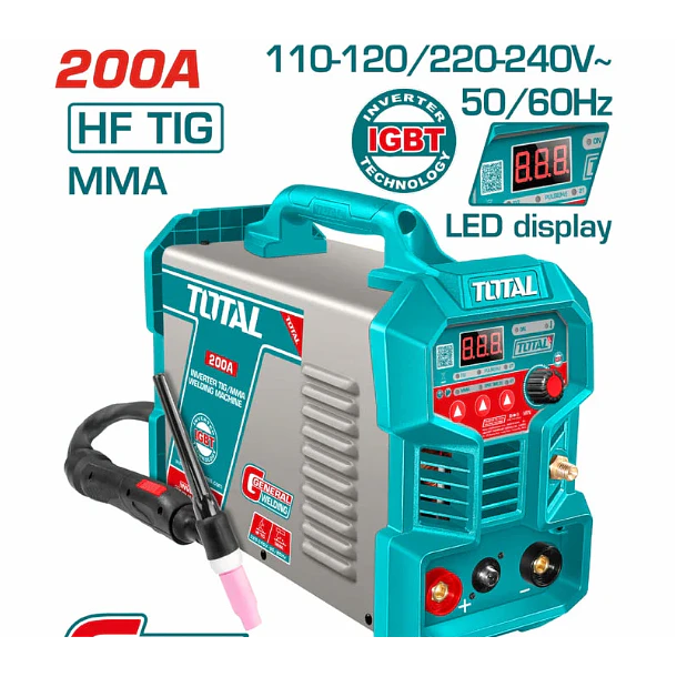 EQUIPO SOLDAR INVER TOTAL DIGITAL 200A (MMA-HF TIG) 110-220V INDUSTRIAL SUPER TOTAL UTIG20058